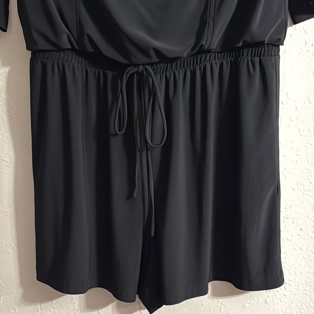 Emma & Michele Black Draped Romper - Picture 4 of 8